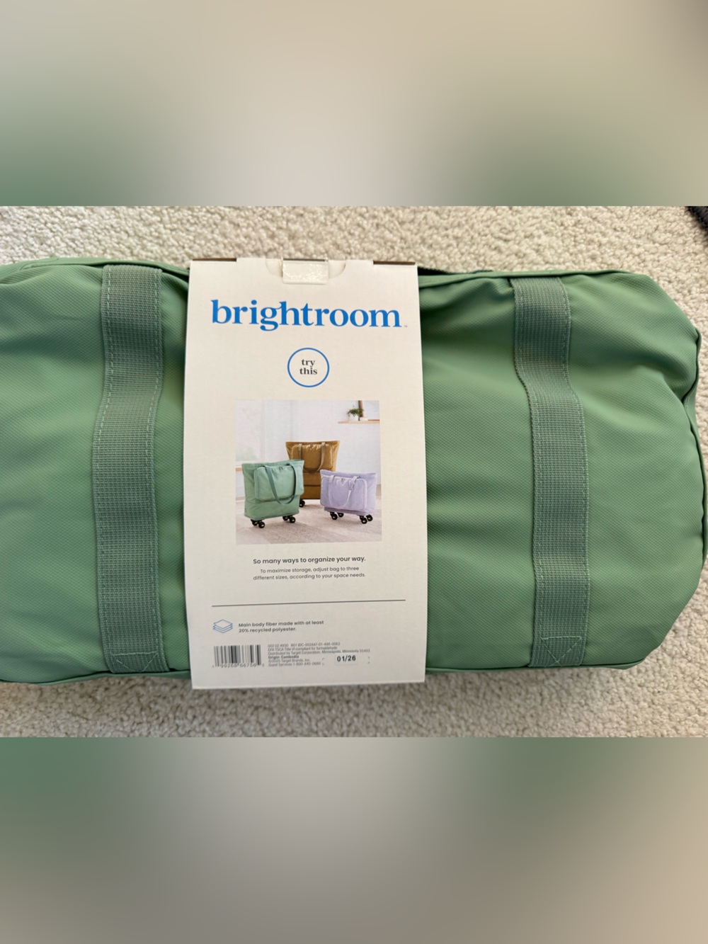 Brightroom Sage Green Packable Storage Tote Bag